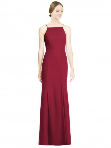 Cheap High Square Trumpet Chiffon Bridesmaid Dress with Lace-Up Open Back Toronto