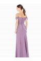 Draped Off the Shoulder Sweetheart Chiffon Bridesmaid Dress with Button Back