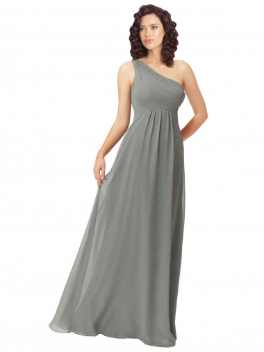 Cheap Embroidered One Shoulder Chiffon Bridesmaid Dress Toronto