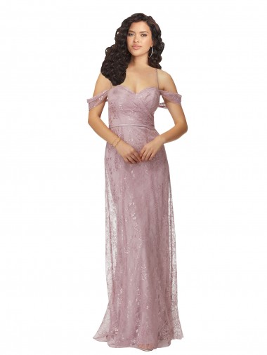 Cheap Sweetheart Chantilly Lace Bridesmaid Dress with Off the Shoulder Sleeves Toronto