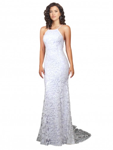 Cheap Mermaid Fitted High Neck Low Back Fishtail Wedding Dress Toronto