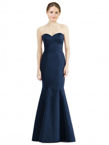 Cheap Long Mermaid Full Length Strapless Satin Bridesmaid Dress Toronto
