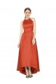Full Length Halter Satin Bridesmaid Dress with Hi-Low Hem Detail