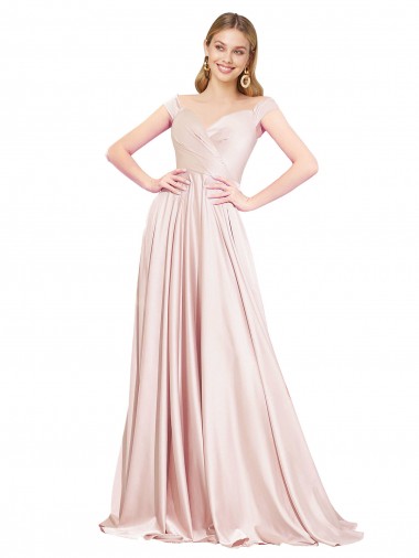 Cheap A-Line Off the Shoulder Sweetheart Formal Satin Bridesmaid Dress / Prom Dress Toronto