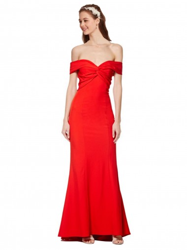 Cheap Cross Front and Back Bardot Sleeveless Formal Crepe Maxi Bridesmaid Dress / Prom Dress Toronto