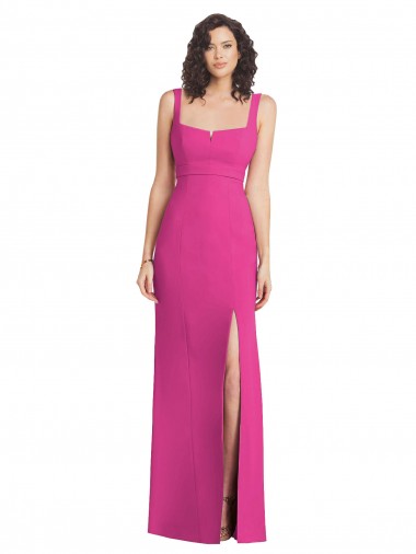 Cheap Wide Strap Notch Empire Waist Bridesaid Dress with Front Slit Toronto
