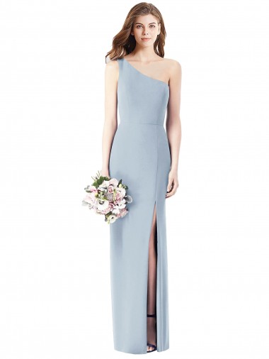Cheap One Shoulder Crepe Trumpet Bridesmaid Dress / Prom Dress with Front Slit Toronto