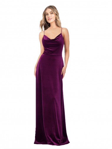 Cheap Draped Neckline Spaghetti Straps Formal Velvet Bridesmaid Dress / Prom Dress Toronto